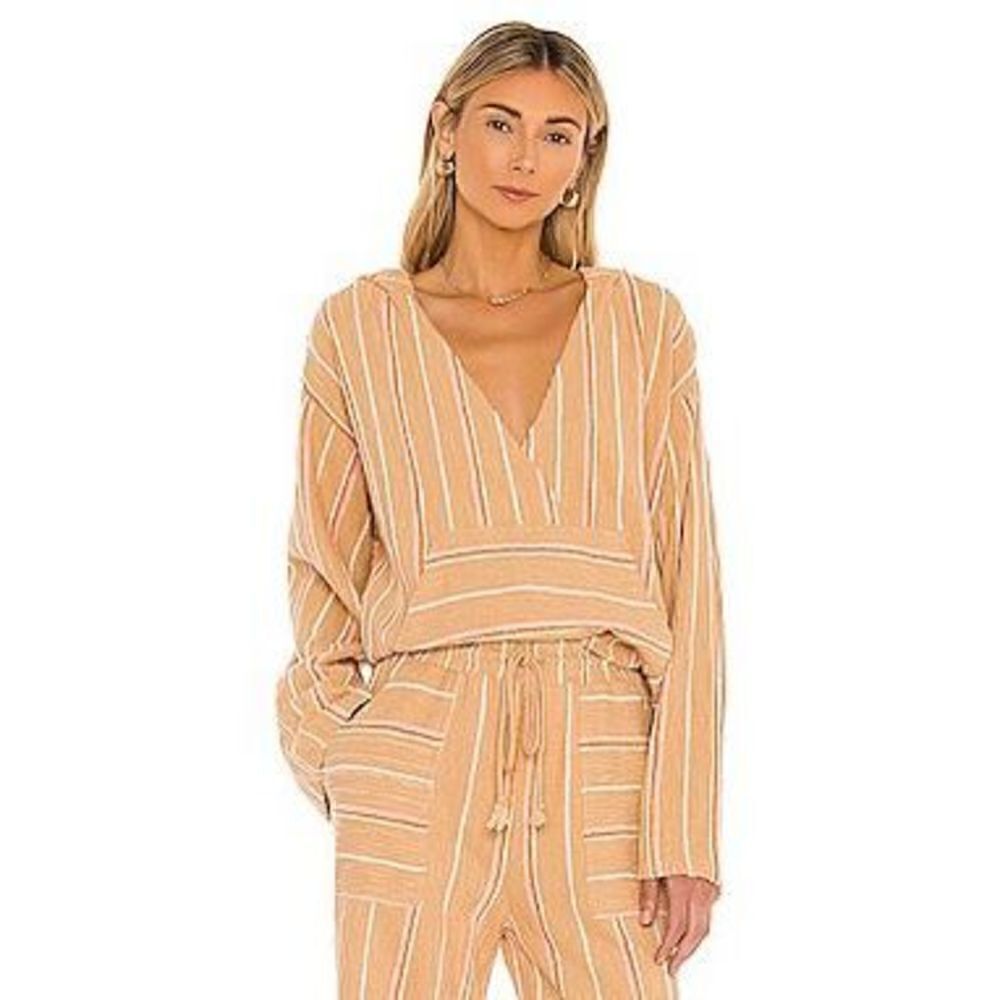 L Space Paradise Sunrise Stripe Print Hooded Pullover